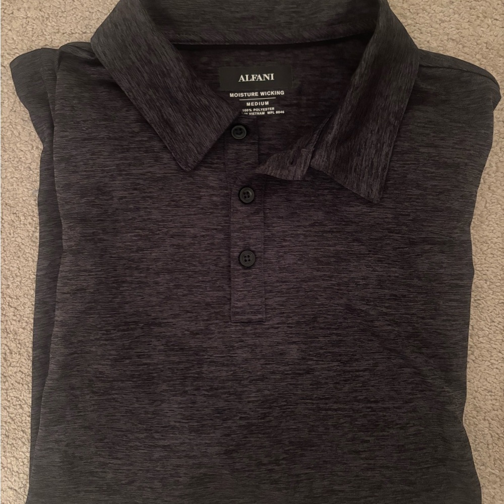 Alfani Charcoal Button-Up Polo